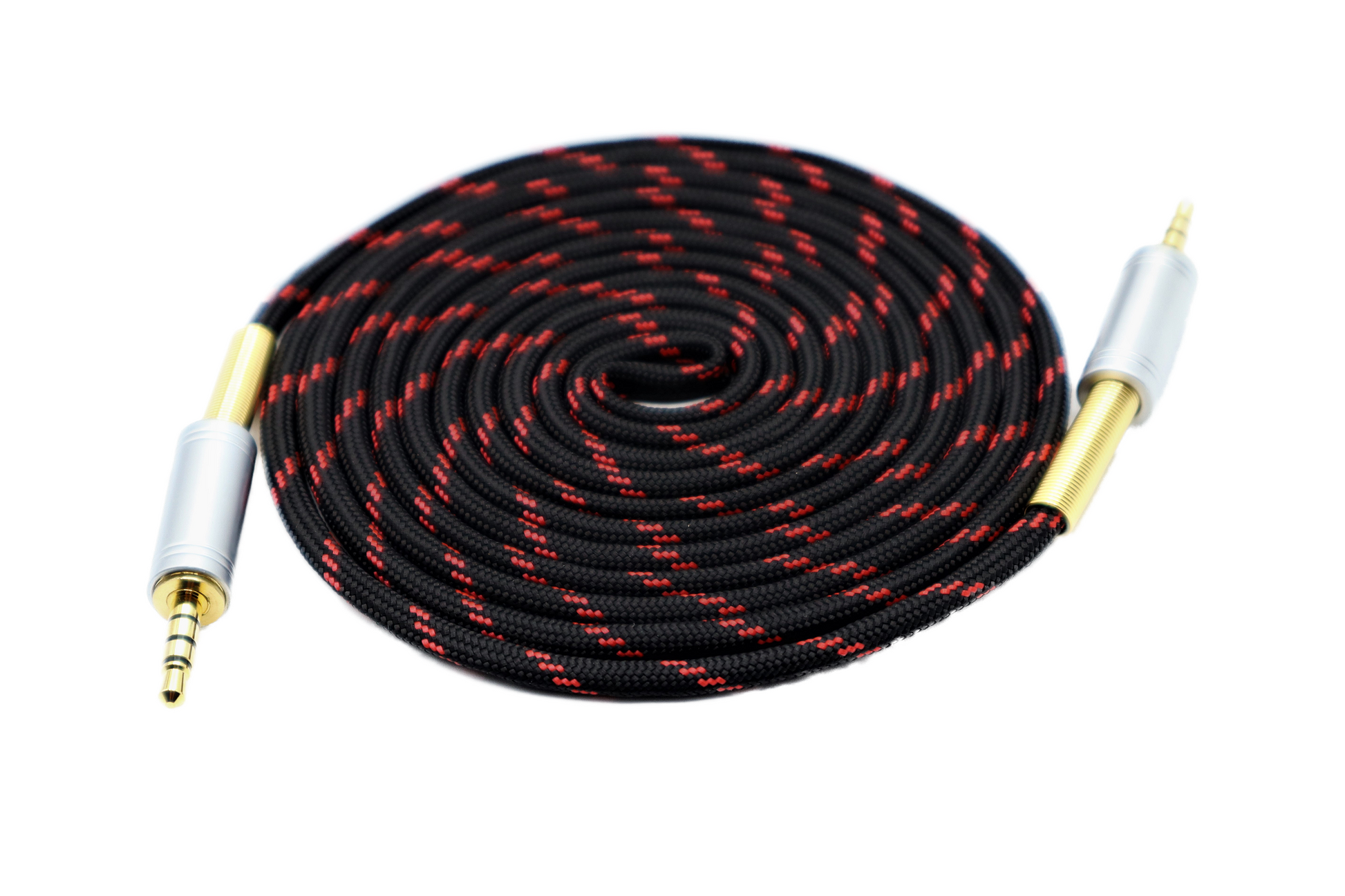 Paracord Audio Cable Black n Red Gold Plated