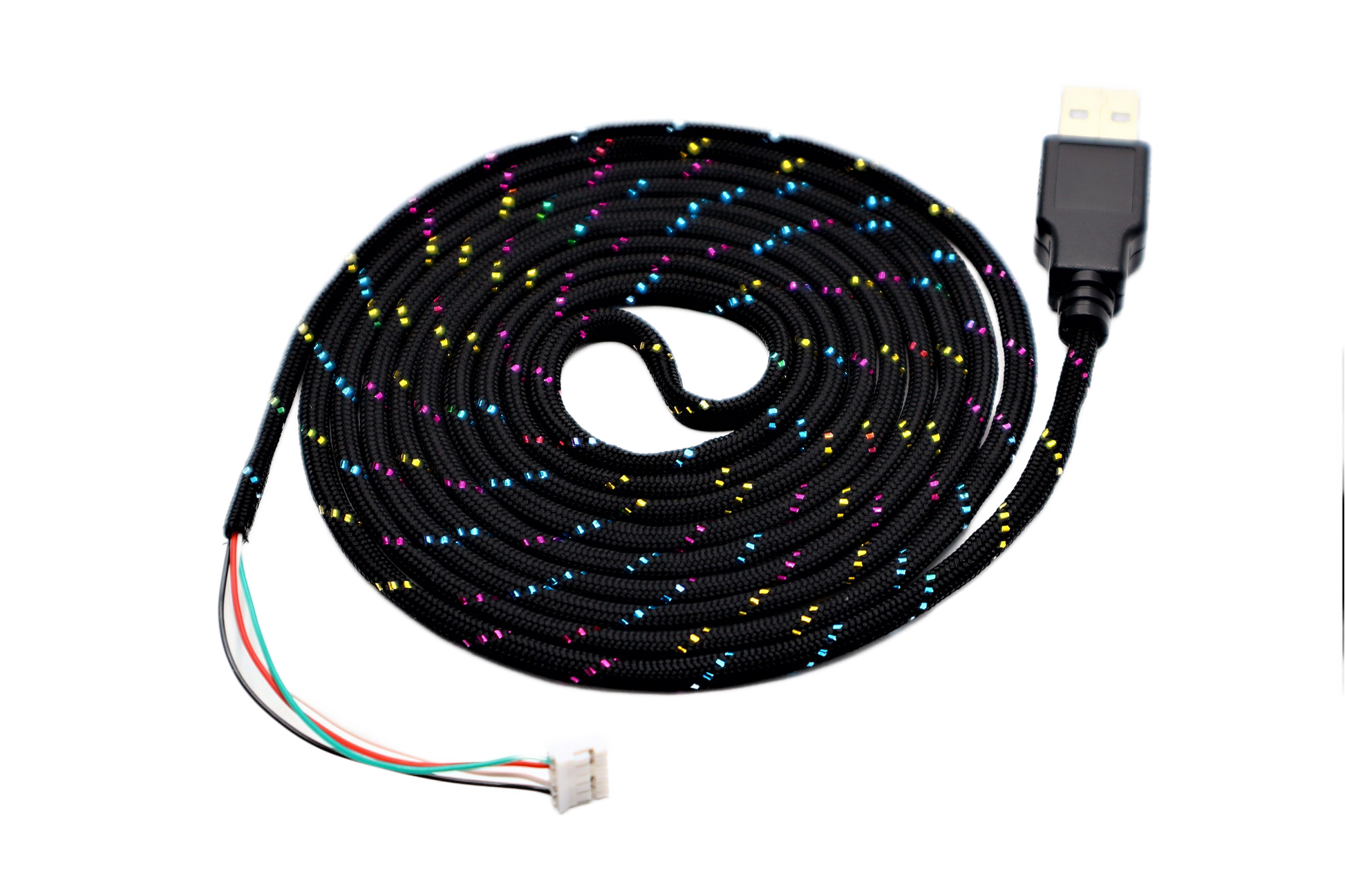 Glitter Sparkle Paracord Mouse Cable Black USB