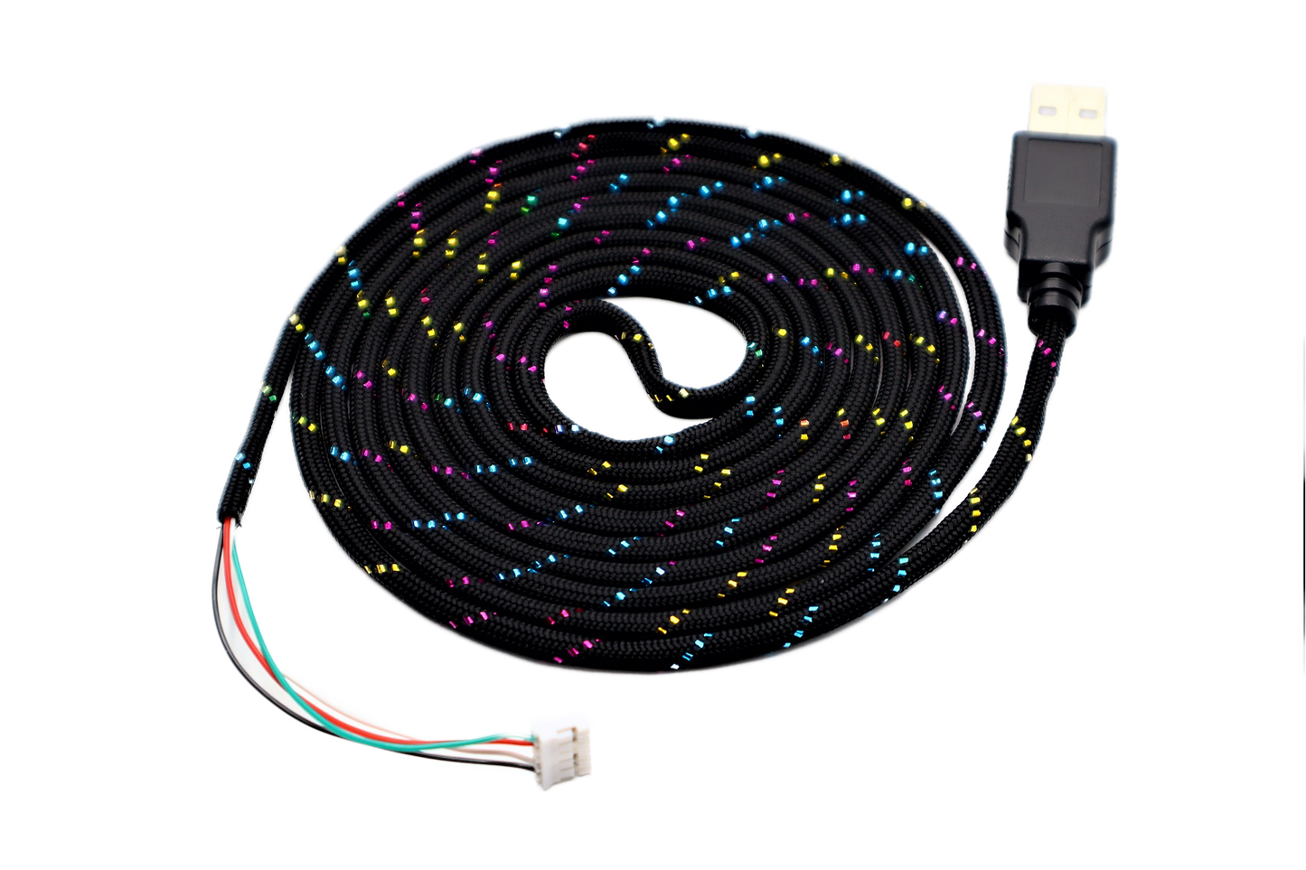 Glitter Sparkle Paracord Mouse Cable Black USB