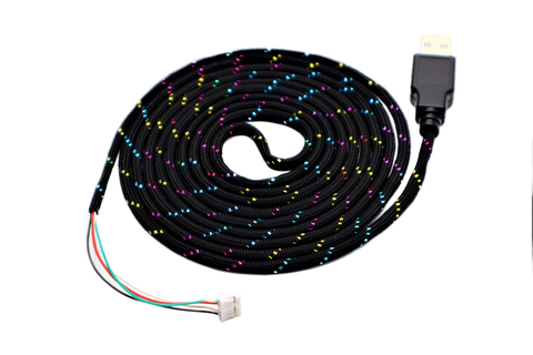 Glitter Sparkle Paracord Mouse Cable Black USB