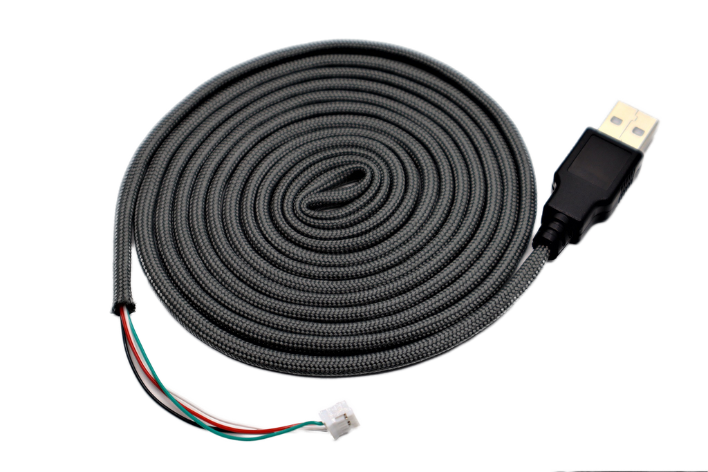 Battleship Grey Paracord Mouse Cable Black USB