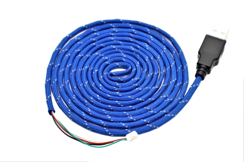 Blue n Silver "Alliance" Paracord Mouse Cable Black USB
