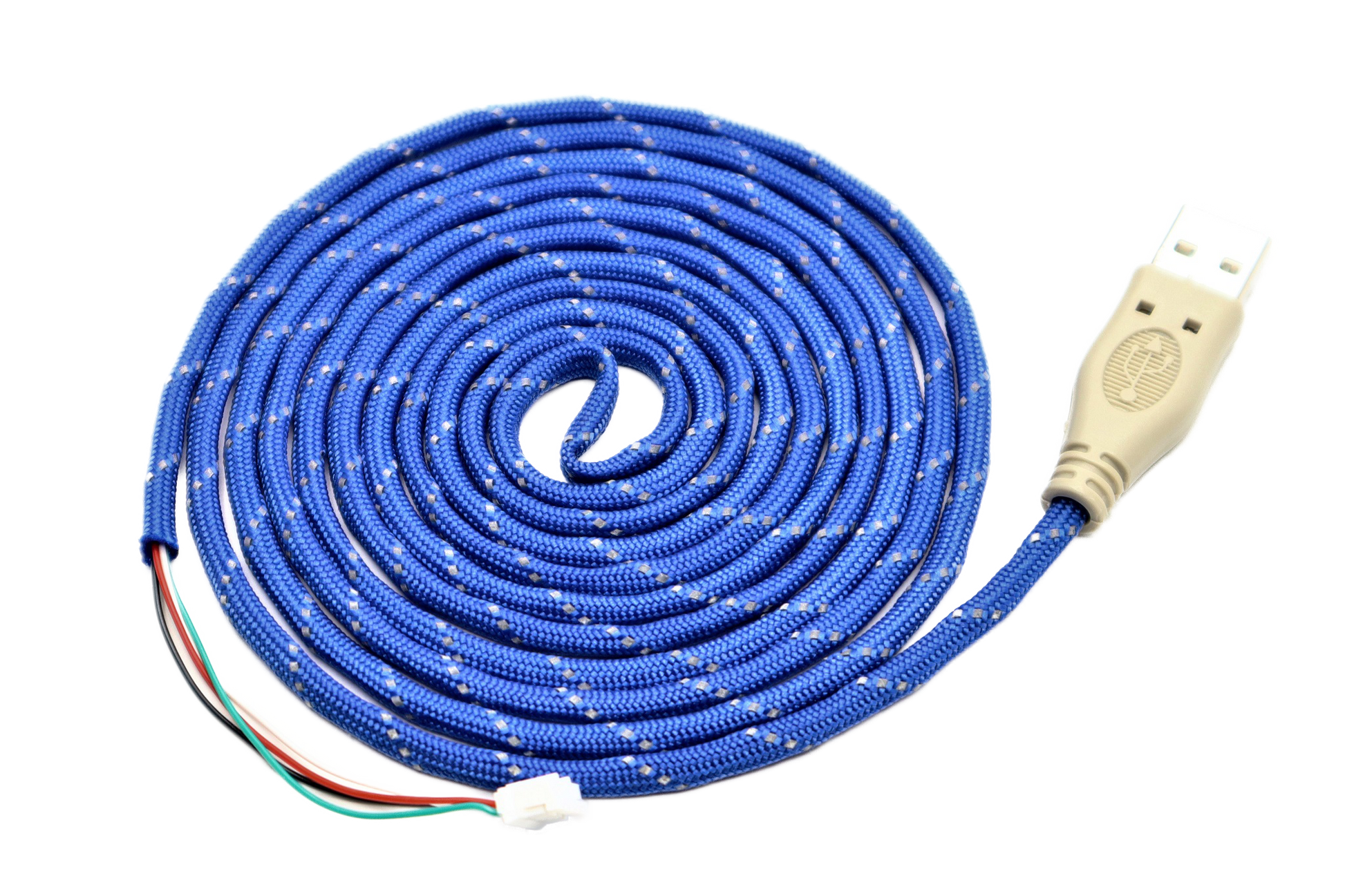 Blue n Silver "Alliance" Paracord Mouse Cable Gray USB