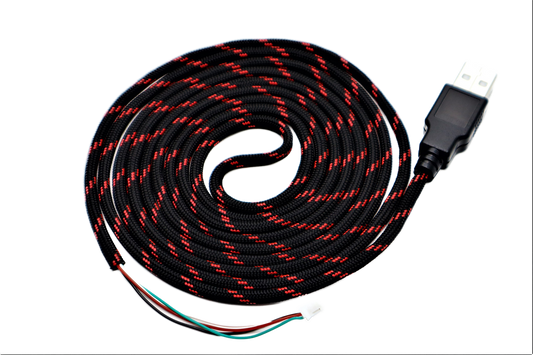 Black n Red "Horde" Paracord Mouse Cable Black USB