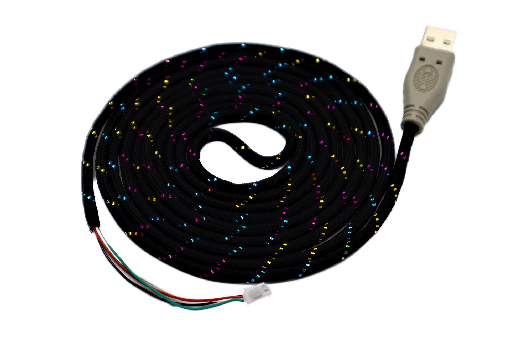 Glitter Sparkle Paracord Mouse Cable Gray USB