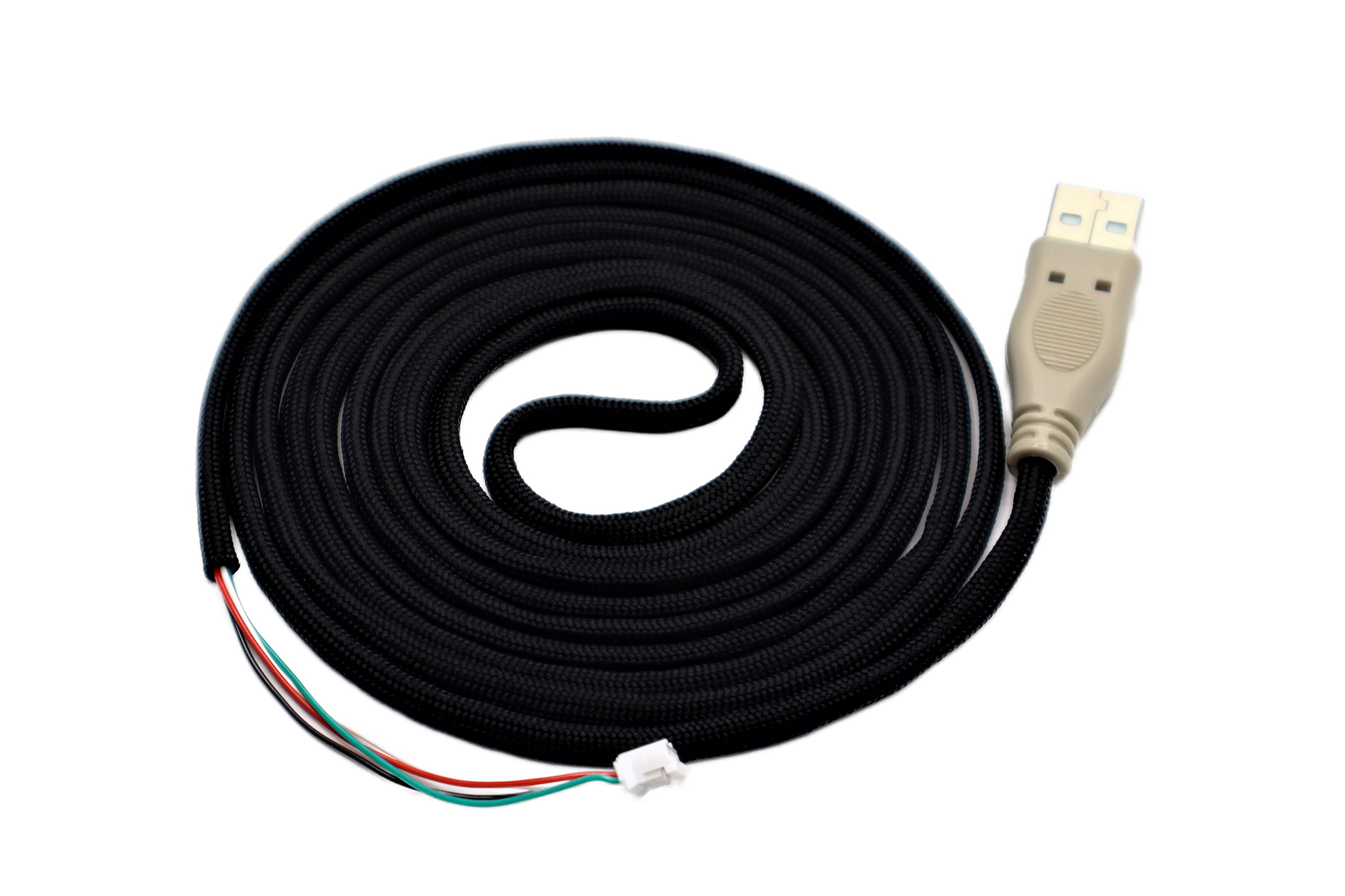 Jet Black Paracord Mouse Cable Gray USB